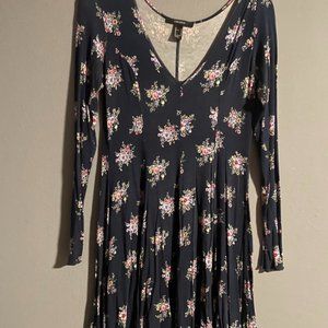 Forever 21 Blue Floral Fit and Flare Dress